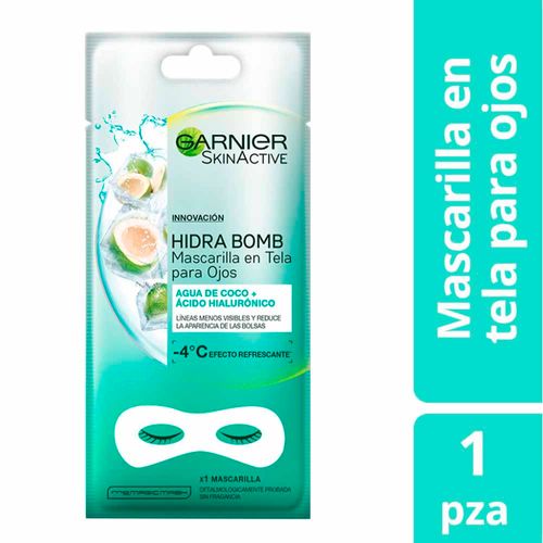 Mascarilla en Tela GARNIER para Ojos Hidra Bomb Agua de Coco Bolsa  1un