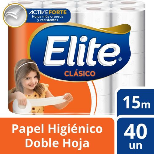 Papel Higiénico ELITE Clásico Doble Hoja Paquete 40un
