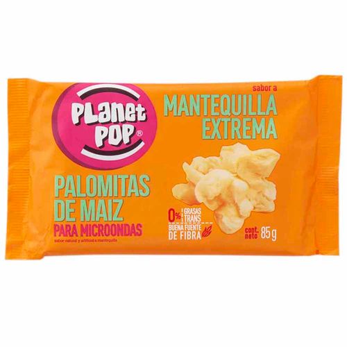 Maíz Pop Corn PLANET POP Extra Mantequilla Bolsa 85g