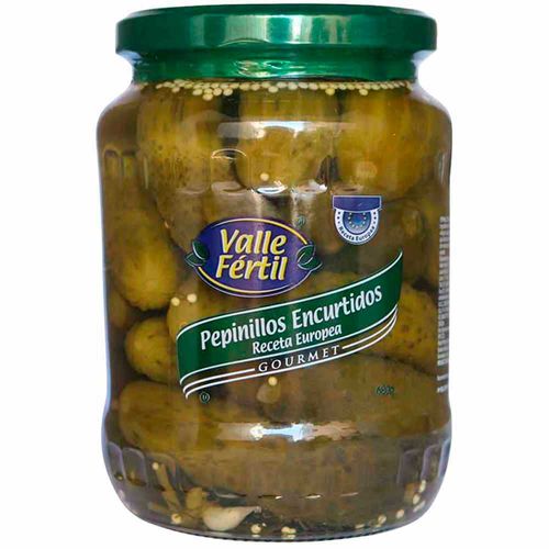 Pepinillos Encurtidos VALLE FERTIL Gourmet Receta Europea Frasco 680g