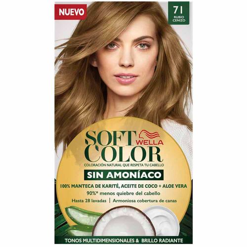 Tinte para Cabello SOFT COLOR Sin Amoníaco 71 Rubio Cenizo Caja 1un