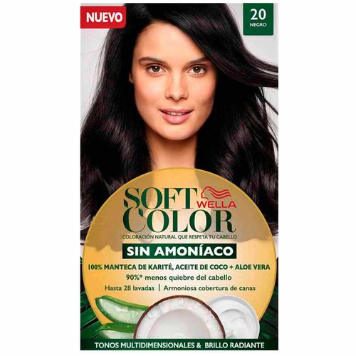 Tinte para Cabello SOFT COLOR Sin Amoníaco 20 Negro Caja 1un
