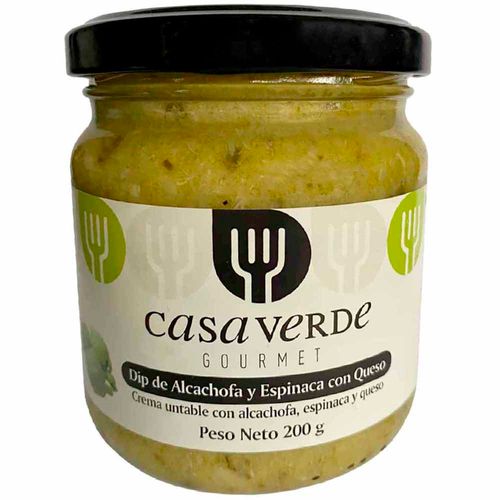 Dip de Alcachofa Gourmet CASA VERDE con Espinaca y Queso Frasco 200g