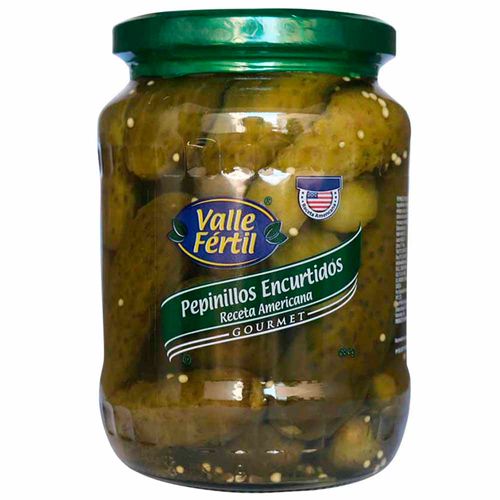 Pepinillos Encurtidos VALLE FERTIL Gourmet Receta Americana Frasco 680g