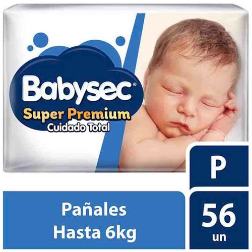 Pañales para Bebé BABYSEC Super Premium Talla P Paquete 56un