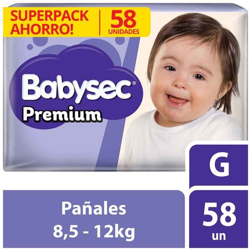 Pañales para Bebé BABYSEC Premium G Paquete 58un