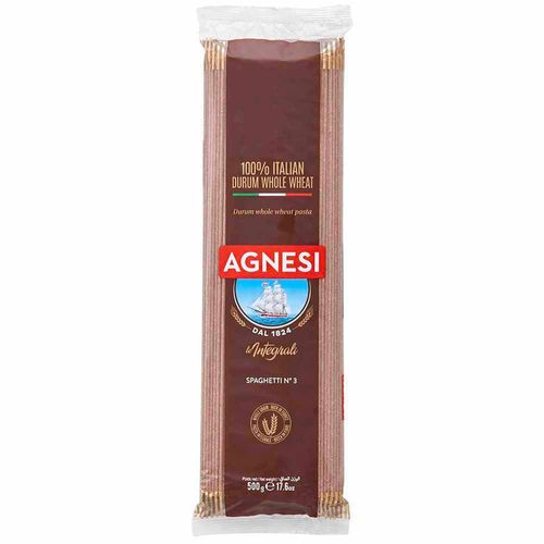 Fideos AGNESI Spaghetti pasta Integral Bolsa 500g