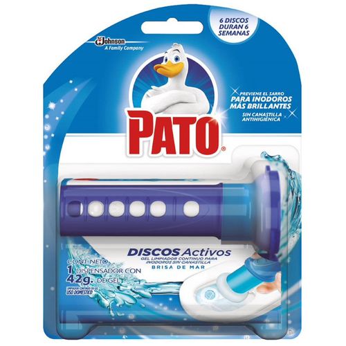 Desinfectante de Baño PATO Discos Activos Brisa de Mar Aplicador y Repuestos 38g