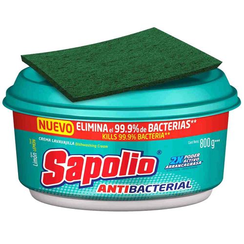 Lavavajillas SAPOLIO Antibacterial Limón Pote 836g