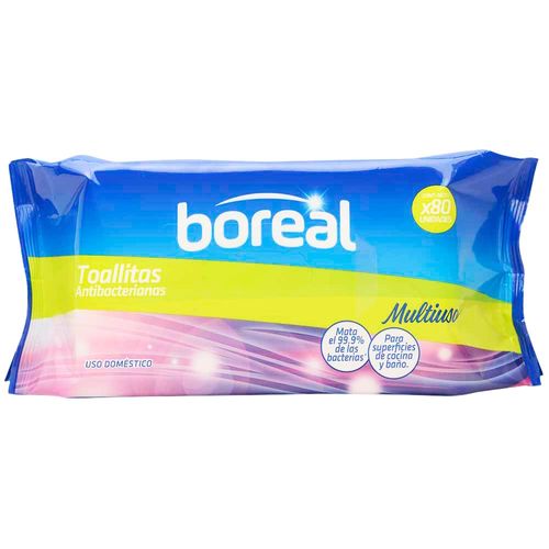 Toallitas Antibacterianas Multiuso BOREAL Paquete 80un