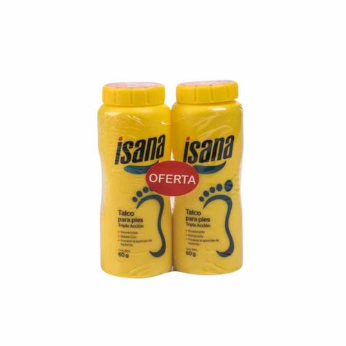 Talco para Pies ISANA Frasco 60g Paquete 2un