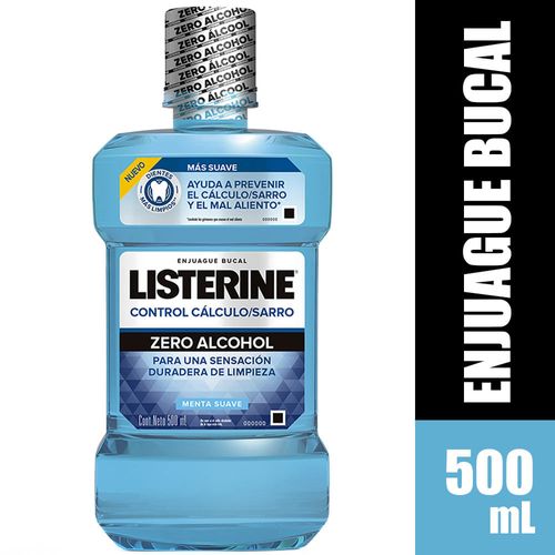Enjuague Bucal LISTERINE Zero Menta Suave Control Cálculo y Sarro Frasco 500ml