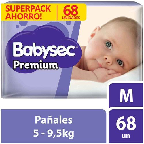 Pañales para Bebé BABYSEC Premium M Paquete 68un