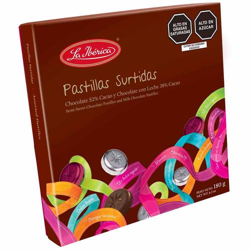 Chocolate LA IBÉRICA PASTILLAS SURTIDAS De leche y chocolate Caja 180Gr