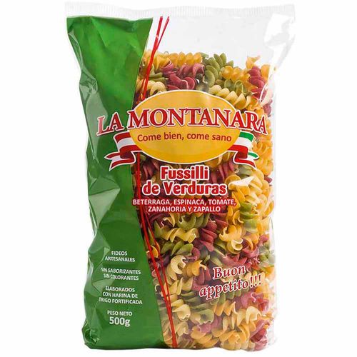 Fideos Fusilli de Verduras LA MONTANARA Tornillo Bolsa 500g