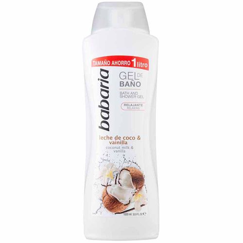 Gel de Ducha BABARIA Leche de Coco y Vainilla Frasco 1L