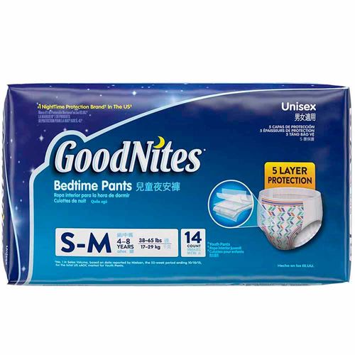 Pañales para Niños GOODNITES Talla S-M Paquete 14un