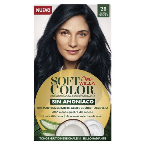 Tinte para Cabello SOFT COLOR Sin Amoníaco 28 Negro Azúl Caja 1un