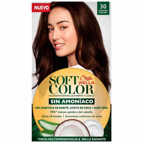 Tinte para Cabello SOFT COLOR Sin Amoníaco 30 Castaño Oscuro Caja 1un