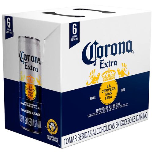 Cerveza CORONA Extra 6 Pack Lata 355ml