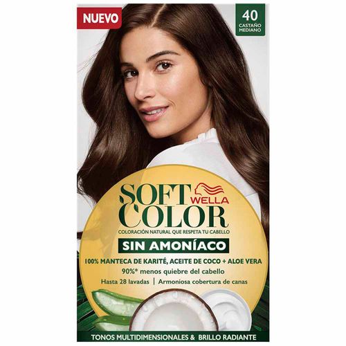 Tinte para Cabello SOFT COLOR Sin Amoníaco 40 Castaño Medio Caja 1un