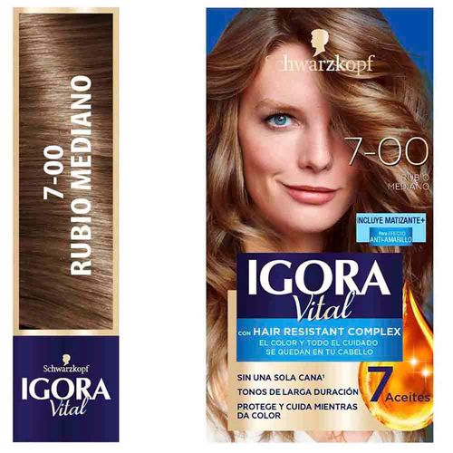 Tinte para Cabello IGORA Vital 7-00 Rubio Mediano Mate Caja 1un