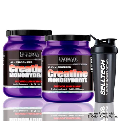 Pack Ultimate Nutrition Creatina Ultimate 1kg x2 + Shaker