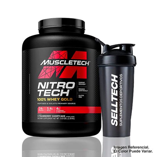 Proteína Nitrotech Whey Gold 5 lb Strawberry + Shaker