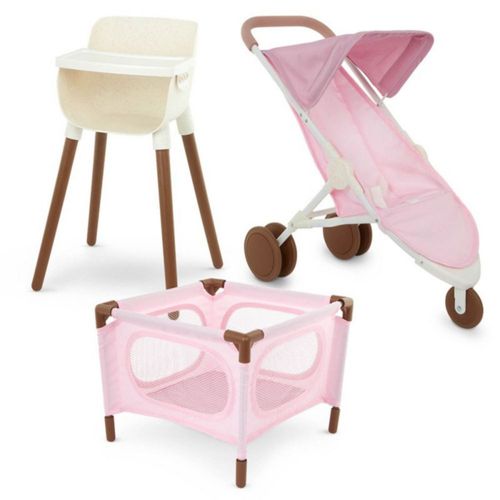 Set De Coche, Silla Y Cuna Para Muñecos Babi