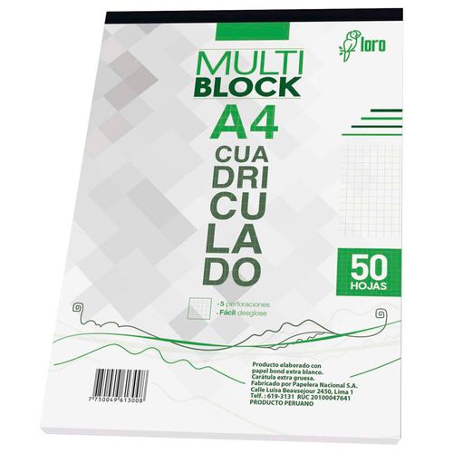 Block LORO Cuadriculado A4 Block Diseño