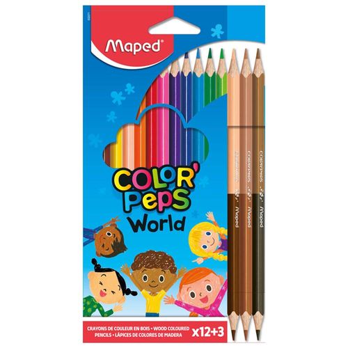 Pack de Lápices MAPED Tonos Piel 12 Lápices De Colores + 3 Lápices De Colores