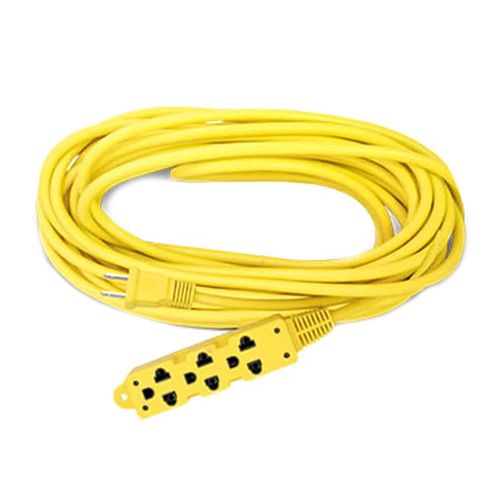 Extensión de cable 10m, 3 tomas, amarillo