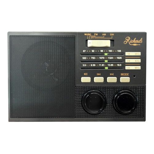 Radio portátil Richards Classic bluetooth, panel solar, FM/AM/SW, USB/TF, linterna, recargable