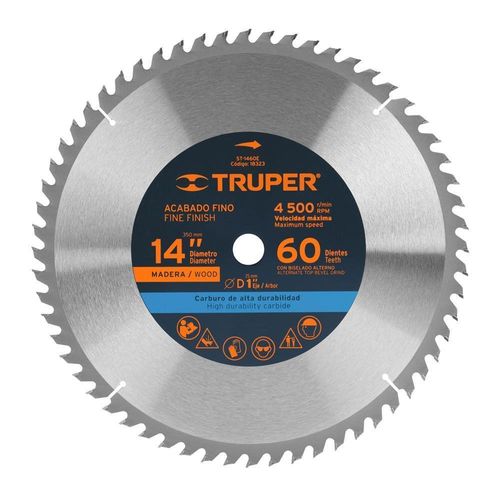 Disco Sierra Circular 14"X1" 60 D Para Madera Truper 18323