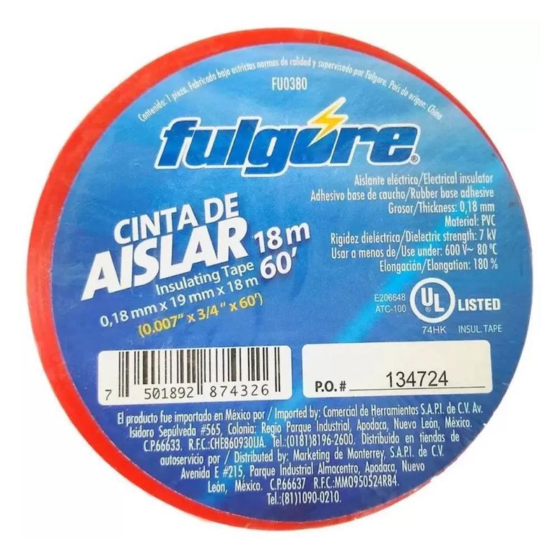 Cinta-Aislante-Roja-19mm-X-18m-Fulgore-FU0380