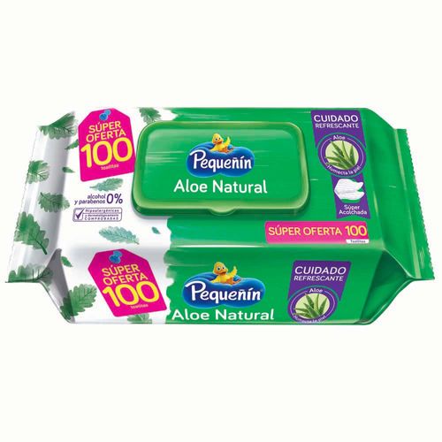 Toallitas Húmedas para Bebé PEQUEÑÍN Aloe Natural Paquete 100un