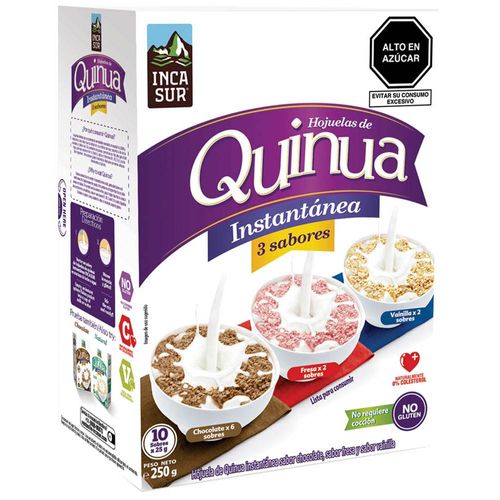 Hojuelas de Quinua Instantánea INCASUR 3 Sabores Caja 250g