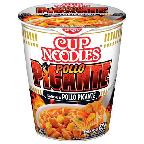 Sopa Instántanea NISSIN- CUP Noodles Sabor a Pollo Picante Vaso 68g