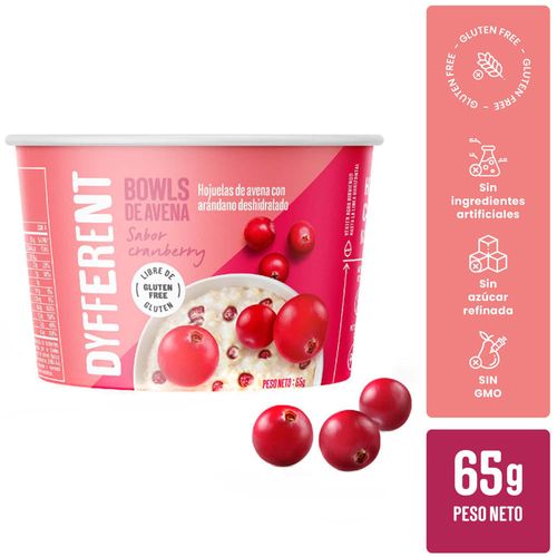 Hojuelas de Avena DYFFERENT Cranberrys Pote 65g