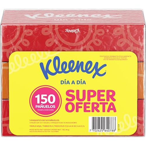 Pañuelos Faciales KLEENEX Día a Día Paquete 150un