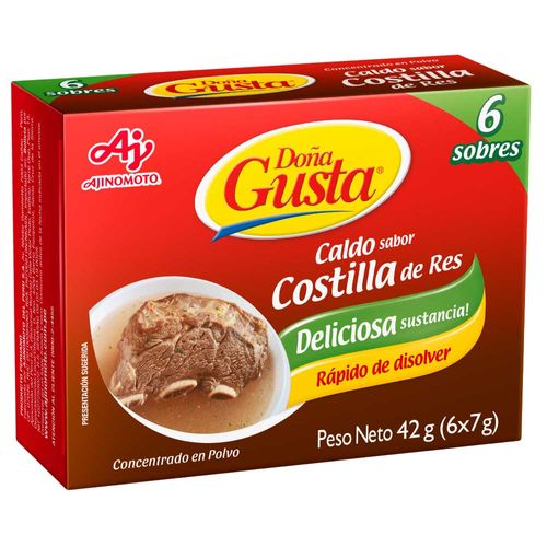 Concentrado en Polvo DOÑA GUSTA caldo sabor a Costilla de Res Caja 6un