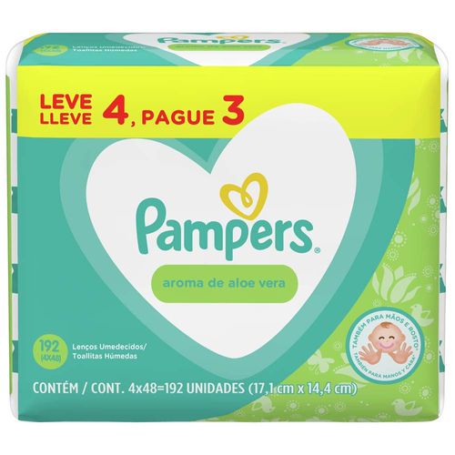 Toallitas Húmedas PAMPERS Aroma Aloe Vera Paquete 192un