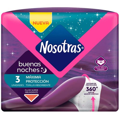 Toallas Higiénicas NOSOTRAS Buenas Noches Talla M Paquete 3un