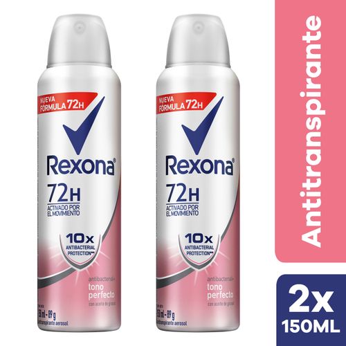 Desodorantes REXONA Mujer Tono Perfecto Frasco 150ml Paquete 2un