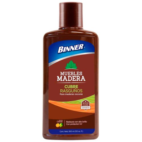 Limpiador BINNER cubre rasguños para muebles solo madera oscura botella 300ml