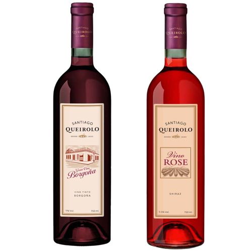 Pack Vino Tinto Borgoña SANTIAGO QUEIROLO Botella 750ml + Vino Rosé SANTIAGO QUEIROLO Botella 750ml