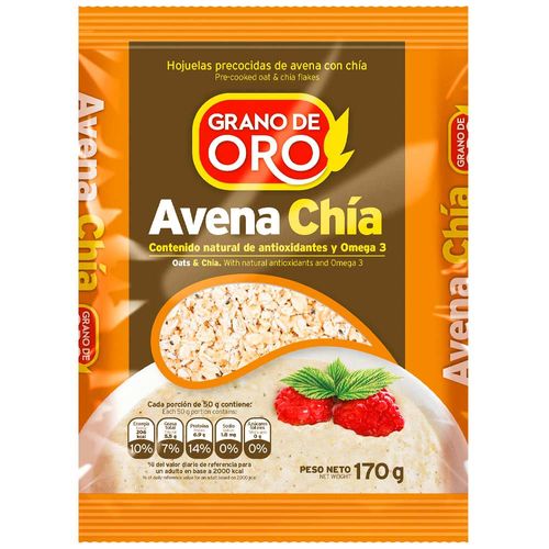 Chía Avena GRANO DE ORO Hojuelas Precocidas Bolsa 170g