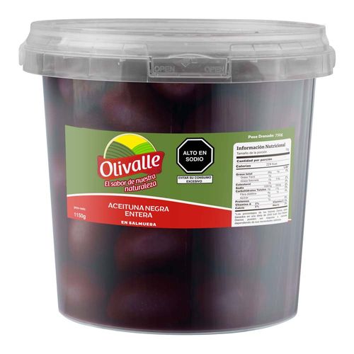 Aceituna Negra Entera OLIVALLE Balde 750g