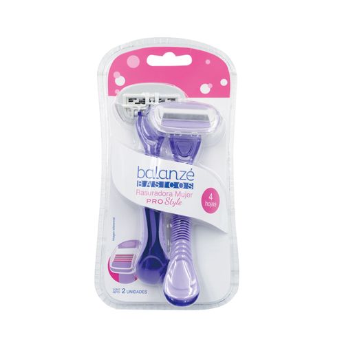 Máquina de Afeitar Premium BALANZÉ para Mujer 4 Hojas Paquete 2un