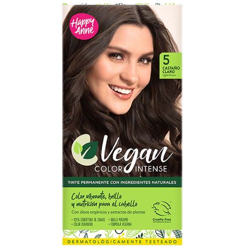 Tinte para Cabello HAPPY ANNE Vegan 5 Castaño Claro Caja 1un